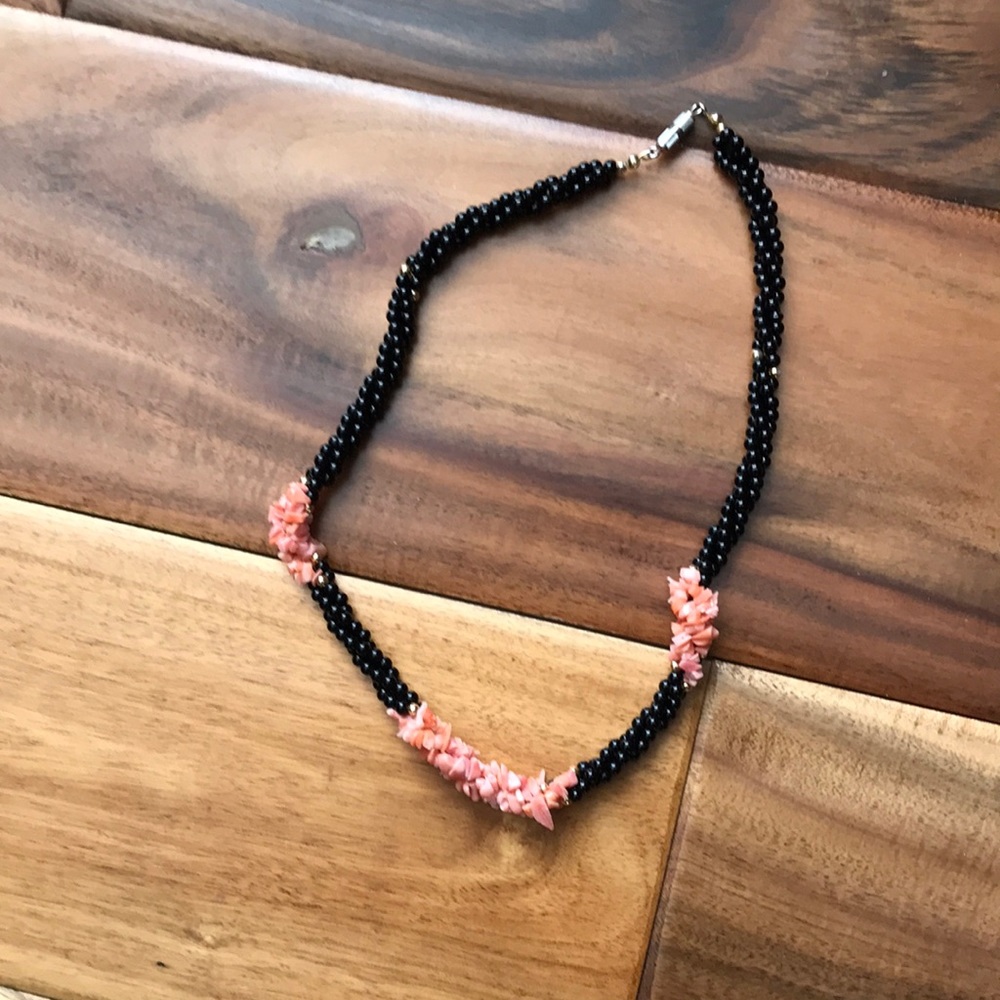 Womens peach and black necklace